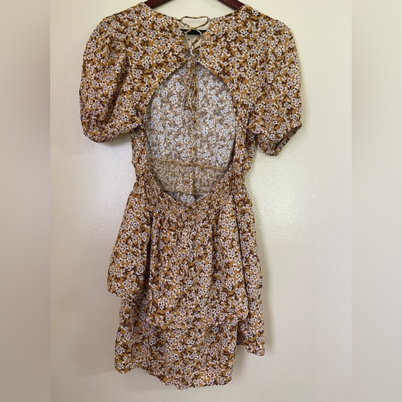 Wild Fable Dress Size M Midi Boho Puff Sleeve Ruffle Mini Open Back - Picture 10 of 11